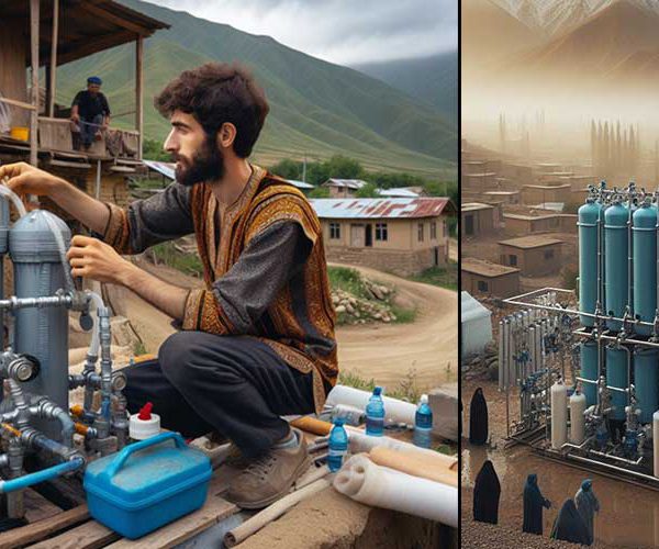استفاده از دستگاه تصفیه آب صنعتی به روش اسمز معکوس در استان آذربایجان شرقی (این تصویر و مقاله توسط هوش مصنوعی Copilot گوگل طراحی و تولید شده است).